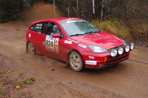Cameron Steely / Josh Buller in their Ford Focus near the finish of SS10 (Menge Creek 1)