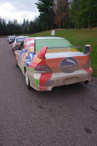 Arkadiusz Gruszka / Lukasz Wronski Mitsubishi Lancer Evo 9 about to head back out after L'Anse service