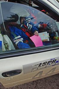Henry Krolikowski / Cindy Krolikowski in their Subaru Impreza about to head back out after L'Anse service