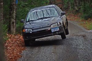 Silas Himes / Matt Himes in their Honda Civic catch air on SS13 (Herman 1)