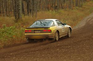 Mychal Summers / Ryan DesLaurier in their Mazda RX-7 on SS16 (Arvon Tower 2)