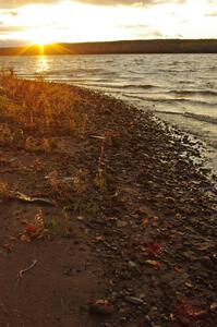 The shoreline along Huron Bay near L'Anse, MI