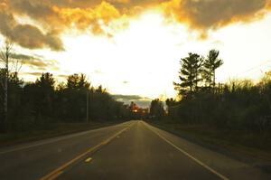 Gorgeous sunset on Skanee Rd. while driving back to L'Anse, MI