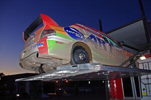 Arkadiusz Gruszka / Lukasz Wronski Mitsubishi Lancer Evo 9 at the finish of the rally in L'Anse, MI