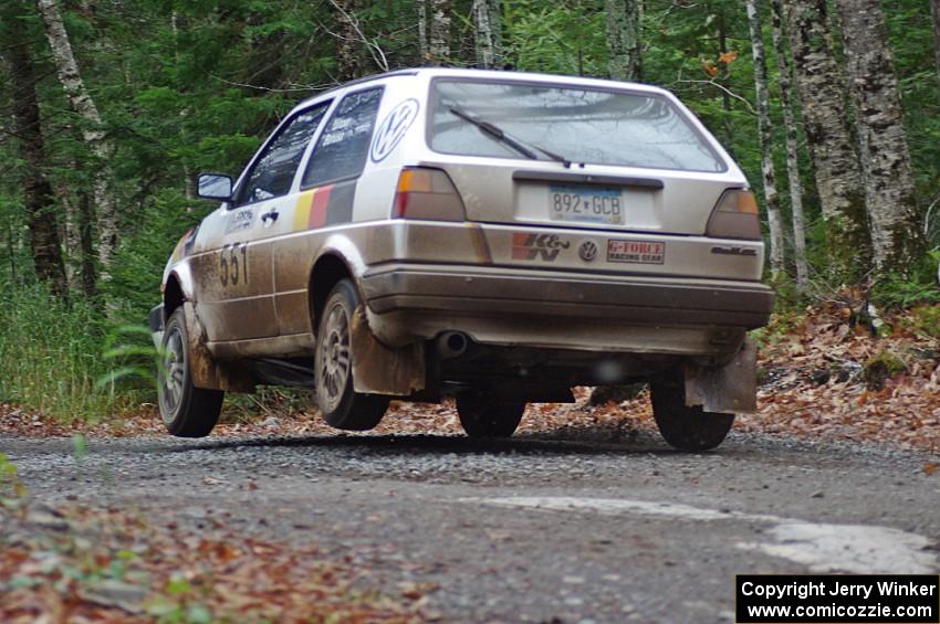 Kristofer Yahner / Tony Benusa in their VW Golf catch air on SS13 (Herman 1)