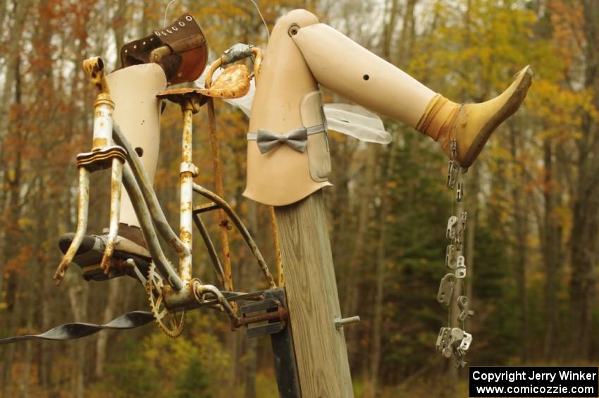 Odd sculpture at the intersection of Skanee Road and Arvon Road