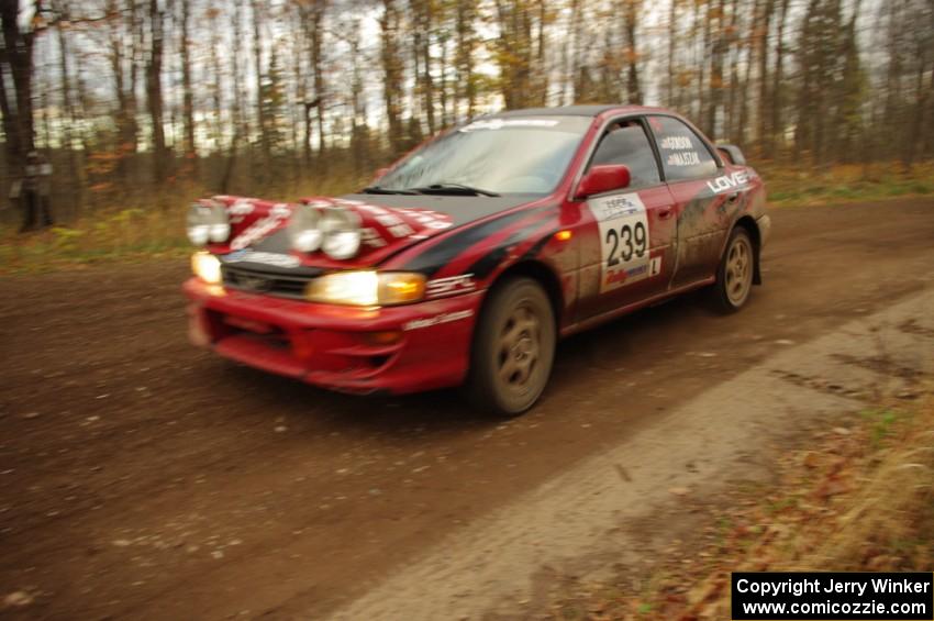 Chris Gordon / Jennifer Majszak in their Subaru Impreza on SS16 (Arvon Tower 2)