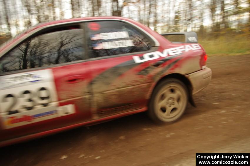 Chris Gordon / Jennifer Majszak in their Subaru Impreza on SS16 (Arvon Tower 2)