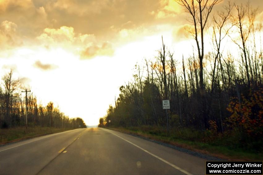 Gorgeous sunset on Skanee Rd. while driving back to L'Anse, MI