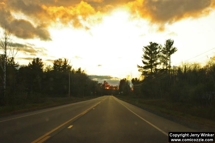 Gorgeous sunset on Skanee Rd. while driving back to L'Anse, MI