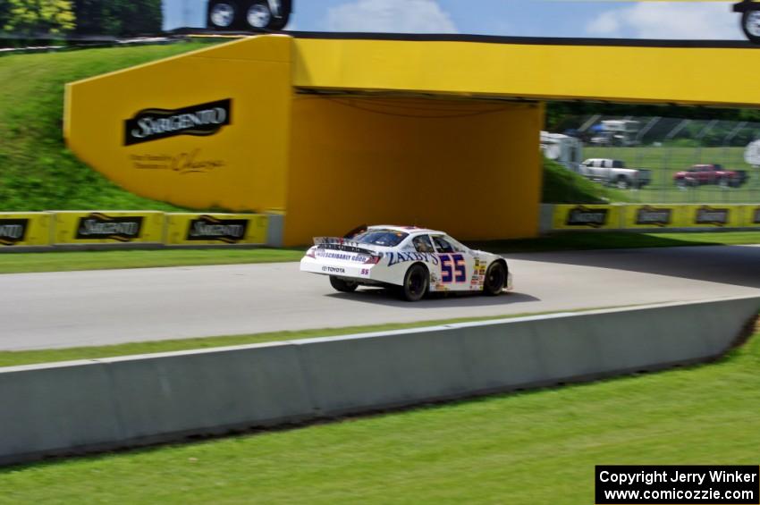 John Wes Townley's Toyota Camry heads under the Sargento bridge.