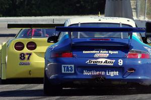 David Seuss's Porsche GT3 Cup follows Doug Peterson's Chevy Corvette