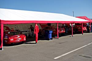 L to R) Mel Shaw's, Cameron Lawrence's and Pete Halsmer's Chevy Camaros