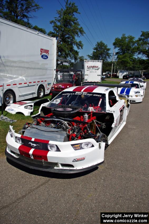 Detail of Denny Lamers's Ford Mustang in the paddock