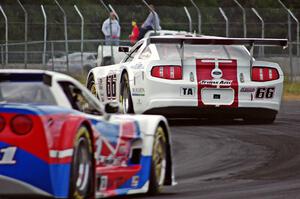 Cliff Ebben's Ford Mustang and Simon Gregg's Chevy Corvette