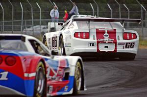 Cliff Ebben's Ford Mustang and Simon Gregg's Chevy Corvette