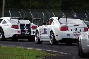 Joe Ebben's Ford Mustang, Chuck Cassaro's Ford Mustang and Kurt Roehrig's Chevy Camaro