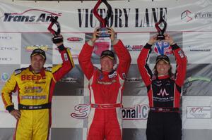 Trans-Am overall podium: L) Tony Ave - 2nd; Doug Peterson - 1st; and Amy Ruman - 3rd