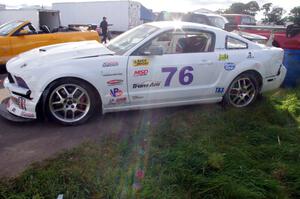 Damage to Chuck Cassaro's Ford Mustang after colliding with the turn 13 wall