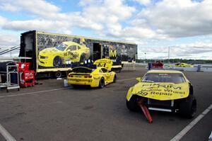 Tom Sheehan's Chevy Camaro and one of the team's spare Chevy Camaros