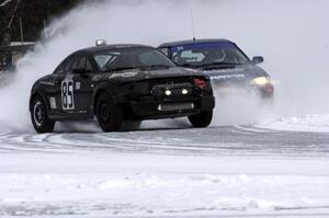 Cody Reinhofer / Chad Reinhofer Audi TT and Mark Utecht / Brent Carlson Subaru Impreza 2.5RS drift onto the front straight.