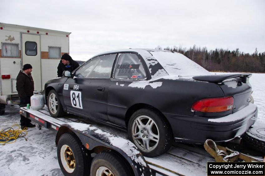 Tim Stone / Ryan Rose Subaru Impreza was on the trailer prematurely after losing an engine.