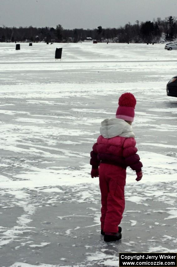 The ice was ultra-slick to walk on as there was almost no snow on top.