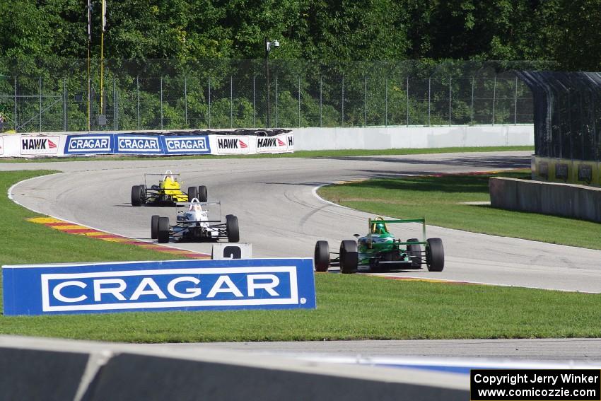 Spencer Pigot's, Matthew Brabham's and Matthew DiLeo's F2000s