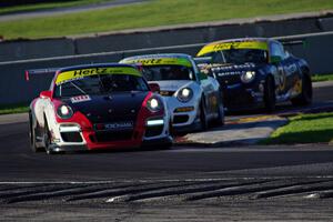 Tom Haacker's, Angel Benitez, Jr.'s and David Calvert-Jones' Porsche GT3 Cup cars