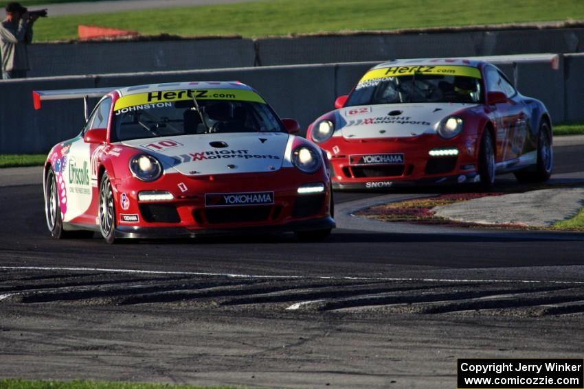 Sean Johnston's and Madison Snow's Porsche GT3 Cup cars