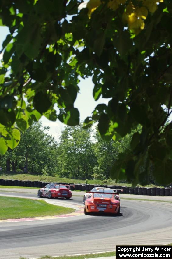 Kasey Kuhlman's Porsche GT3 Cup at the back of a small pack