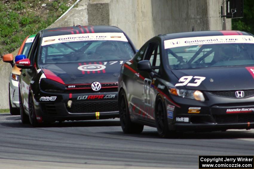 Chad Gilsinger / Michael Valiente Honda Civic Si and Ian Baas / Kevin Gleason VW GTI