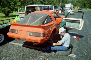 Andrew Havas / Scott Slingerland Mazda RX-7 is stickered up and prepped prior to the start.