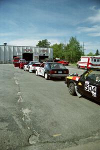 Cars in the tech line at the local car wash prior to the start.