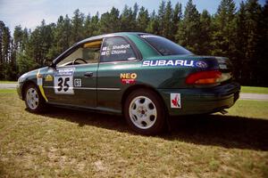 Lee Shadbolt / Claire Chizma Subaru Impreza prior to the start.