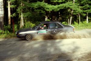 Brad Odegard's Audi 4000 Quattro ran '0' car, shown here at a 90-right on SS1, Akeley Cutoff.