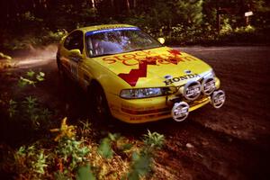 Jim Anderson / Martin Dapot Honda Prelude VTEC at a 90-right on SS1, Akeley Cutoff.