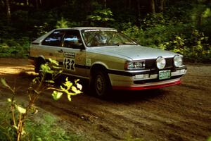 Bob Burtis / Rick Burtis Audi Quattro Coupe at a 90-right on SS1, Akeley Cutoff.