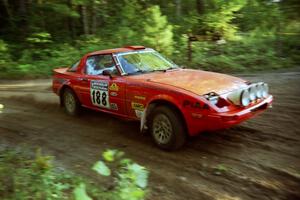 Andrew Havas / Scott Slingerland Mazda RX-7 at a 90-right on SS1, Akeley Cutoff.