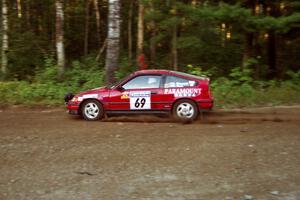 Charles Sherrill / Mark Rea Honda CRX Si at speed on SS1, Akeley Cutoff.