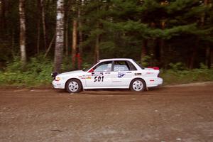 Todd Jarvey / Rich Faber Mitsubishi Galant VR-4 at speed on SS1, Akeley Cutoff.