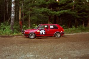 J.B. Niday / J.B. Lewis VW GTI at speed on SS1, Akeley Cutoff.