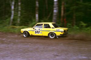 Alex Timmermans / John Golden Datsun 510 at speed on SS1, Akeley Cutoff.