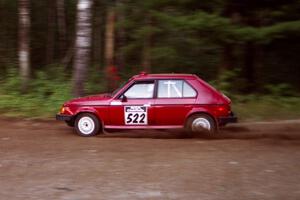 Jon Butts / Ashley Cox Dodge Omni at speed on SS1, Akeley Cutoff.