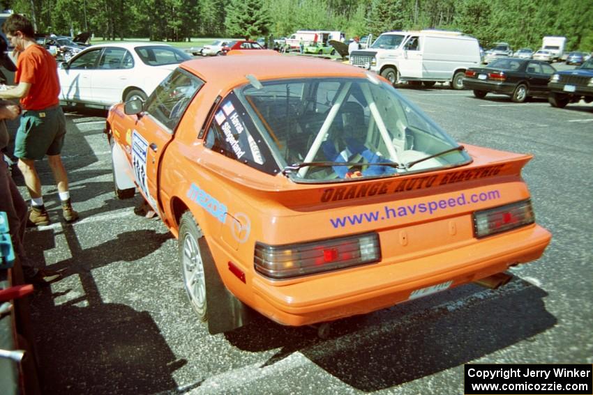 Andrew Havas / Scott Slingerland Mazda RX-7 is stickered up and prepped prior to the start.