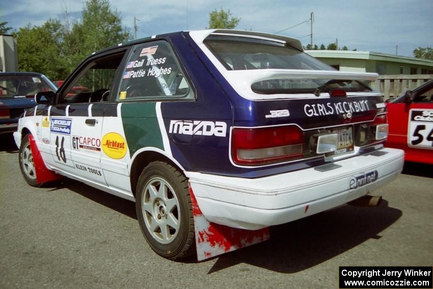 Gail Truess / Pattie Hughes Mazda 323GTX prior to the start.