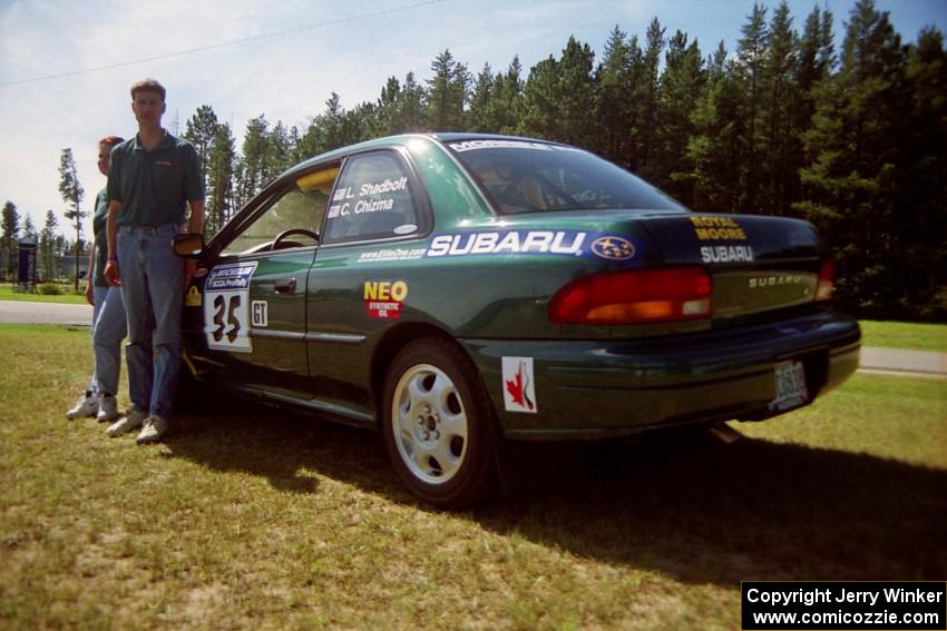 Lee Shadbolt / Claire Chizma Subaru Impreza prior to the start.