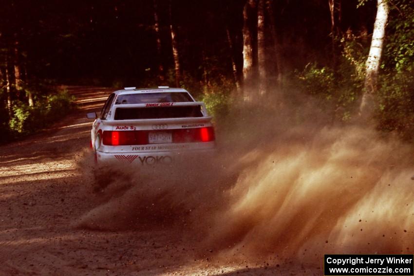 Frank Sprongl / Dan Sprongl Audi S2 Quattro powers out of a 90-right on SS1, Akeley Cutoff.