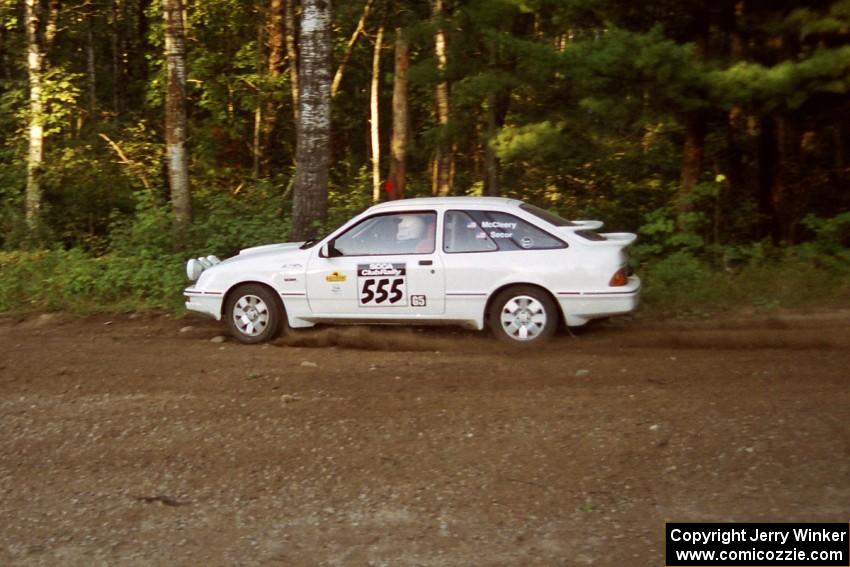 Colin McCleery / Jeff Secor Merkur XR4Ti at speed on SS1, Akeley Cutoff.