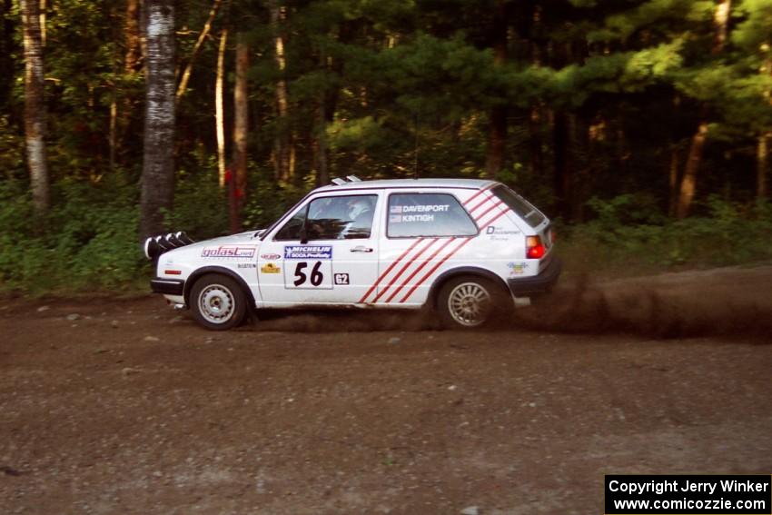 Doug Davenport / Al Kintigh VW GTI at speed on SS1, Akeley Cutoff.